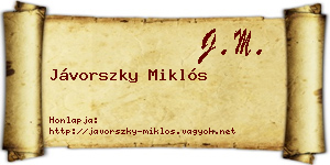 Jávorszky Miklós névjegykártya