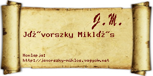 Jávorszky Miklós névjegykártya